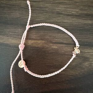 Pura Vida Disney Flounder Pink Braided Cord Bracelet with Gold